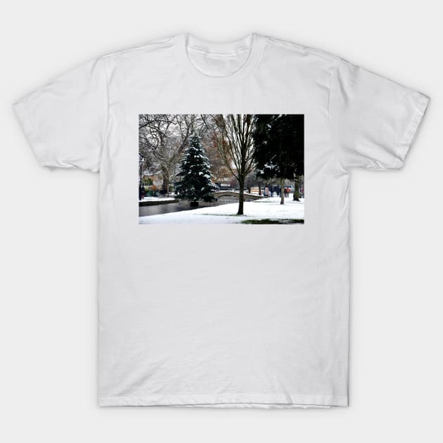 Bourton on the Water Christmas Tree Cotswolds T-Shirt by AndyEvansPhotos